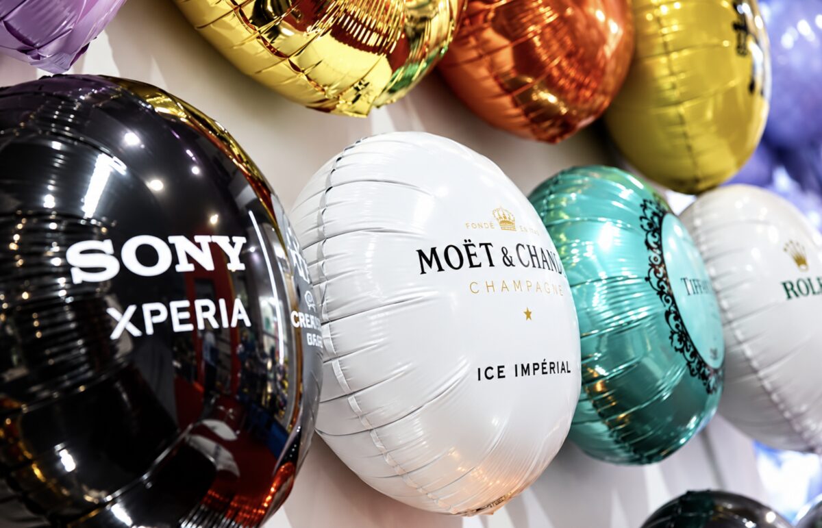 Balões personalizados Sony, Moët & Chandon, Tiffany, Rolex